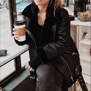 Faux fur lined aviator jacket - H&M